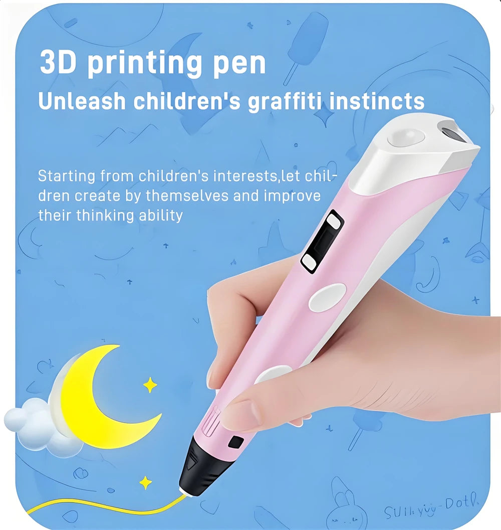 3D Pen 3d Printing Pen DIY Drawing Pens PLA Filament With USB PU Travel Case Birthday Christmas Gift For Kids Children