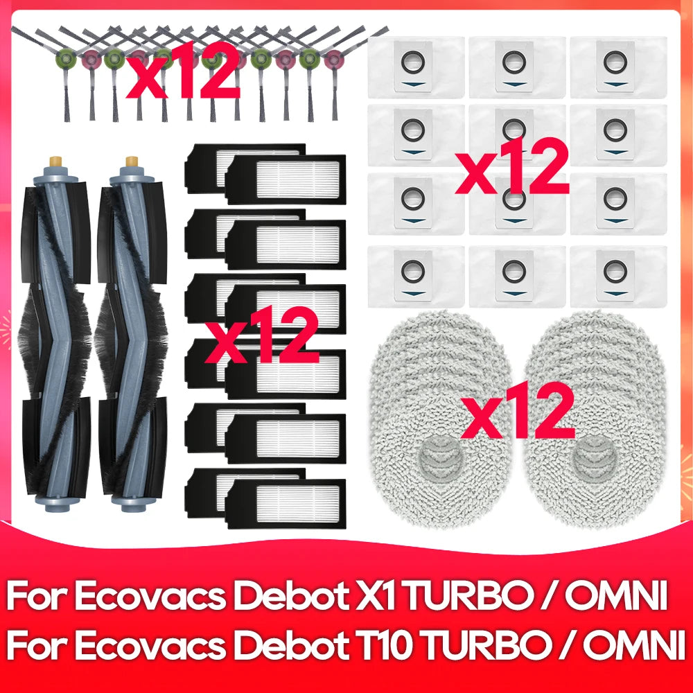 Compatible For ( Ecovacs X1 Turbo, X1 Omni, T10 Turbo, T10 Omni ) Main Side Brush Filter Mop Dust Bag Robot Vacuums Accessory