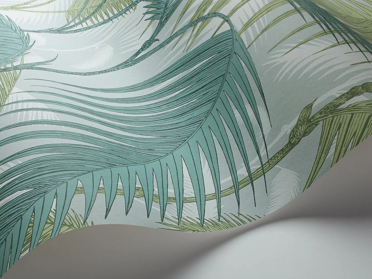 Palm Jungle Wallpaper in Light Green, Papier peint Palm Leaves,Tropical Botanical Wallpaper in scandinavian style,Un-paste Mural