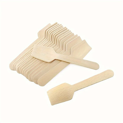 100pcs 3.9-inch mini wooden spoon Disposable square tasting spoon, sampling yogurt spoon, ice cream spoon