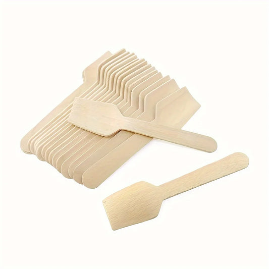 100pcs 3.9-inch mini wooden spoon Disposable square tasting spoon, sampling yogurt spoon, ice cream spoon