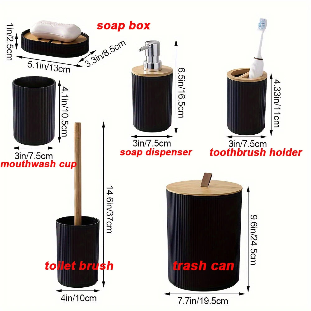 Bathroom Accessories Set 6 Piece Bath Ensemble Includes Toothbrush Holder for Decorative Countertop and Housewarming Gift