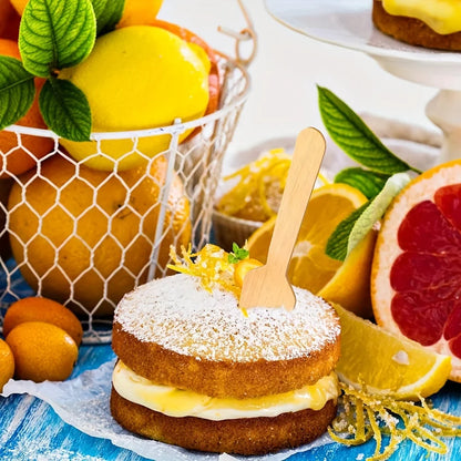 100pcs 3.9-inch mini wooden spoon Disposable square tasting spoon, sampling yogurt spoon, ice cream spoon