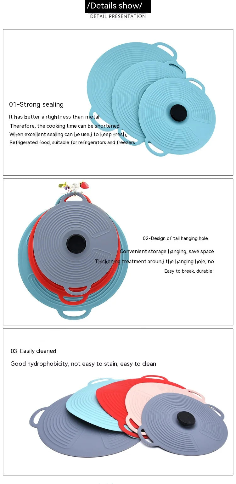 Silicone Fresh-keeping Lid Anti-spill Lid Dust-proof and Leak-proof Lid Kitchen Gadget Pot Lid Tableware Pot Lid Oil Cover