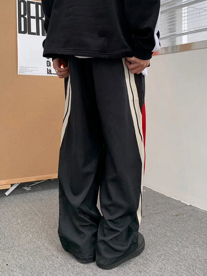 Men's Chic Side-Stripe Joggers, Casual Stretch Straight Leg Sweatpants
