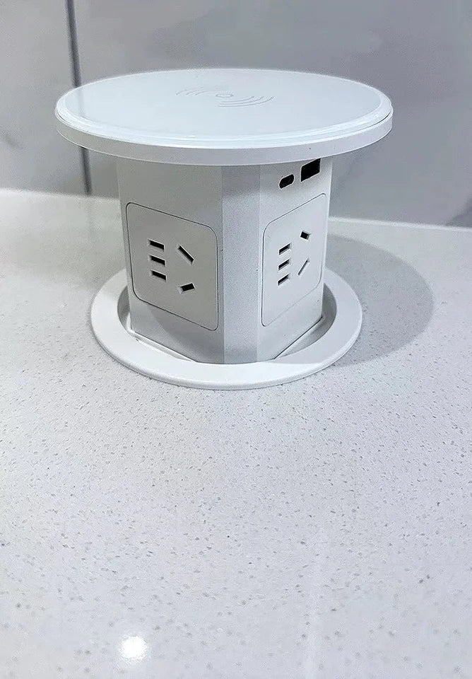 Retractable Pop Up Socket Wireless Charge USB Port US UK AU Universal Automatic Lifting Anti-Pinch Protection Outlet Desktop