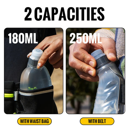 WRELS Sports Water Bottles Handheld Hydration Running Water Bottles BPA-Free Water Bottles for the Running Hydration Belt 250ml
