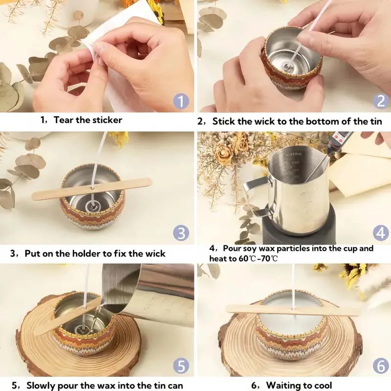 Candle Making Kit - 200G Beeswax Wax, Wicks, Holders & Stickers for Scented Candles and Crafts