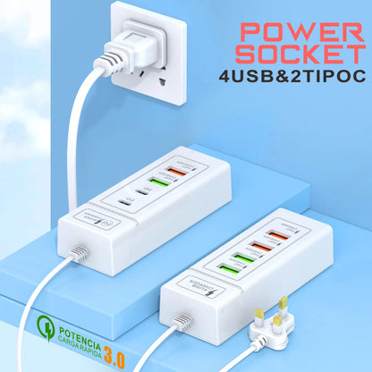 USB Plug Power Strip Charger Station Splitter 5V4A USB TYPE C 3.0 Fast Charger Phone Charging Plug USB US EU Electrical Socket