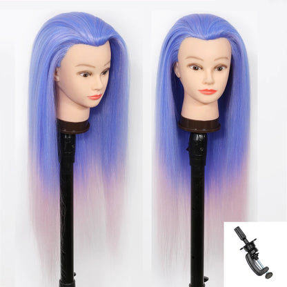 Mannequin Head Model With Long Synthetic Hair, Manikin Head Styling Hairdresser Training Head, Doll Head for Braiding Practice