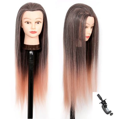 Mannequin Head Model With Long Synthetic Hair, Manikin Head Styling Hairdresser Training Head, Doll Head for Braiding Practice