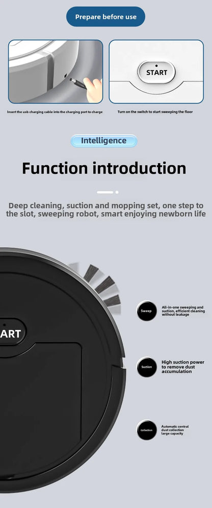 Mini Smart Household Robot Vacuum Cleaner Household Self-Cleaning Sweep and Wet Mopping  Rechargeable Electric Vacuum Robotic