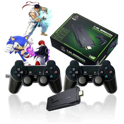 4K Stick Video Game 20000 Classic Retro Games + 2 Wireless Controls; 64 GB Portable Emulator Console