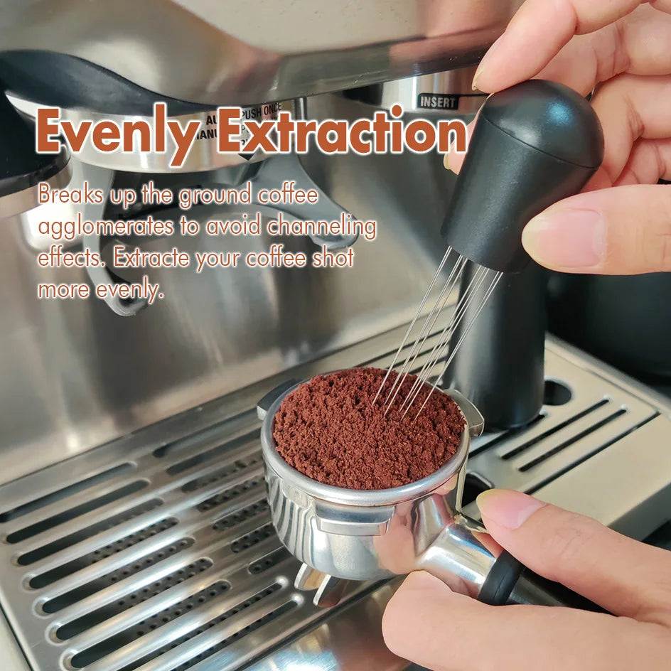 Espresso Coffee Stirrer Coffee Stirring Tool Coffee Powder Stirrer Needle Distributor Wood Handle Barista Hand Distribution Tool