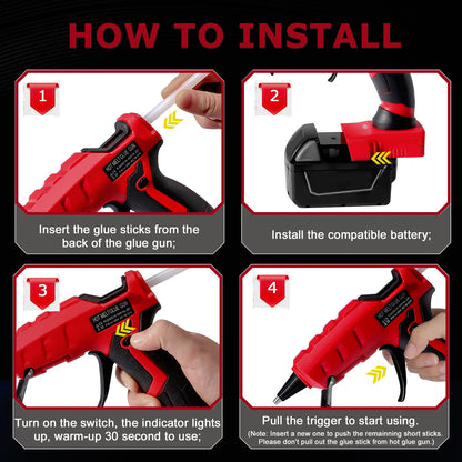 50W Cordless Hot Glue Gun for Milwaukee 18V Battery with 30pcs 7mm Sticks 30s Quick Preheat for Arts & Crafts & DIY (No Battery)