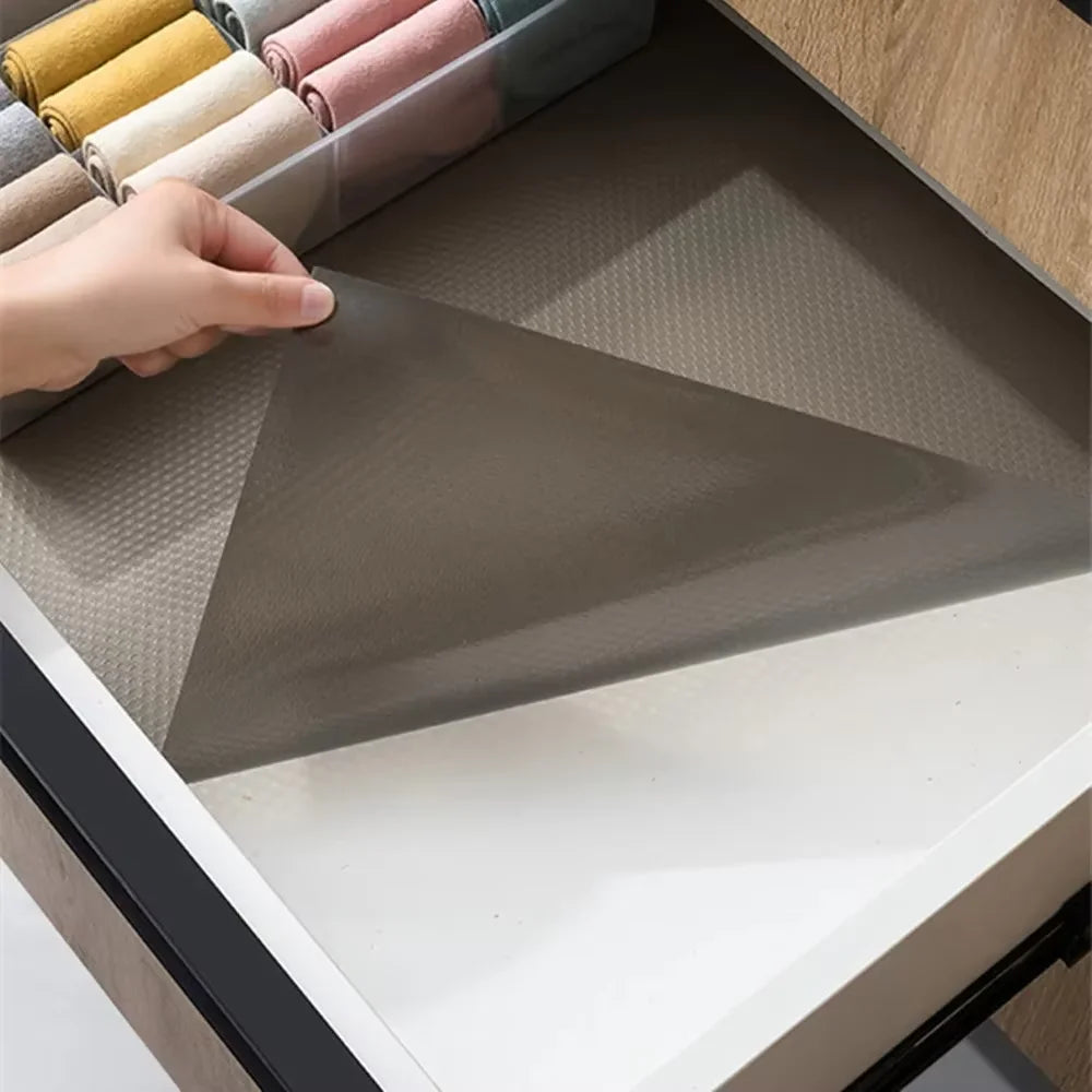 1PC 3meters/5m Reusable Drawer Liners Washable Non-slip Placemats Kitchen Cabinet Mats Refrigerator Non-slip Liners Shelf Paper