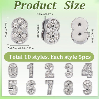 52Pcs Alphabet A-Z Letter Slide Charm Rhinestone Beads 8mm Hole Slide Alphabet Letters for 8mm Slide Wristbands/Bracelets,