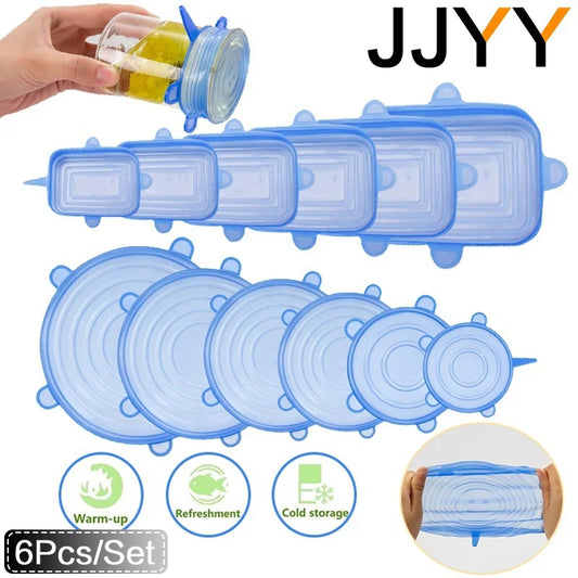 Silicone Stretch Lids Reusable Universal Round Square Silicone Food Wrap Bowl Pot Lid Silicone Cover Pan Cooking Kitchen Stuff