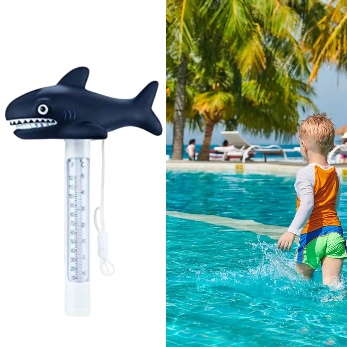 Floating swimming pool thermometer, pool accessories, pond thermometer for