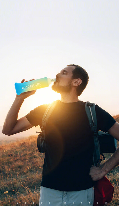 WRELS Folding Water Bottle TPU BPA-Free Collapsible Soft Flask Outdoor Sport Hiking Camping Running Portable Soft Water Bottle