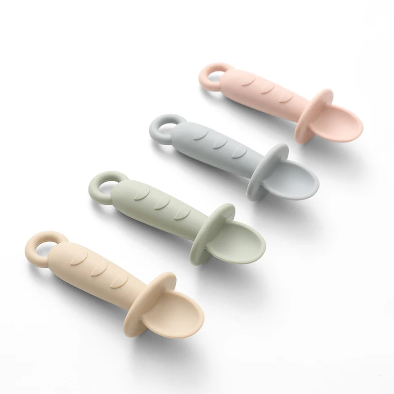 Baby Self Feeding Silicone Training Spoons First Stage Anti-Choke Led Weaning Supplies 6 Months +