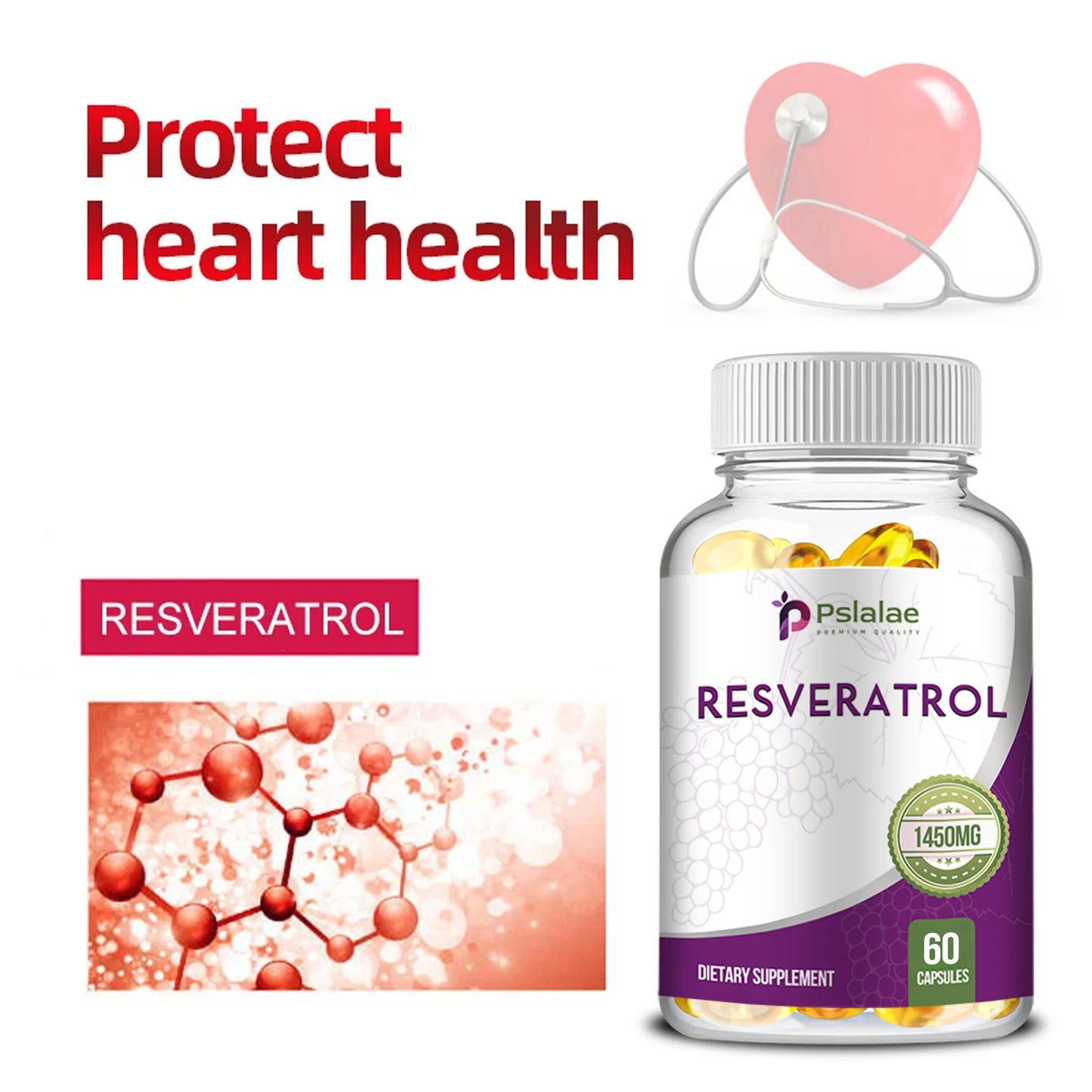 Resveratrol - Natural Antioxidant That Helps Overall Health, Heart Health and Metabolism - 60 Capsules