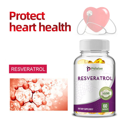 Resveratrol - Natural Antioxidant That Helps Overall Health, Heart Health and Metabolism - 60 Capsules