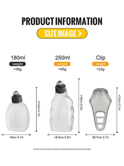 WRELS Sports Water Bottles Handheld Hydration Running Water Bottles BPA-Free Water Bottles for the Running Hydration Belt 250ml