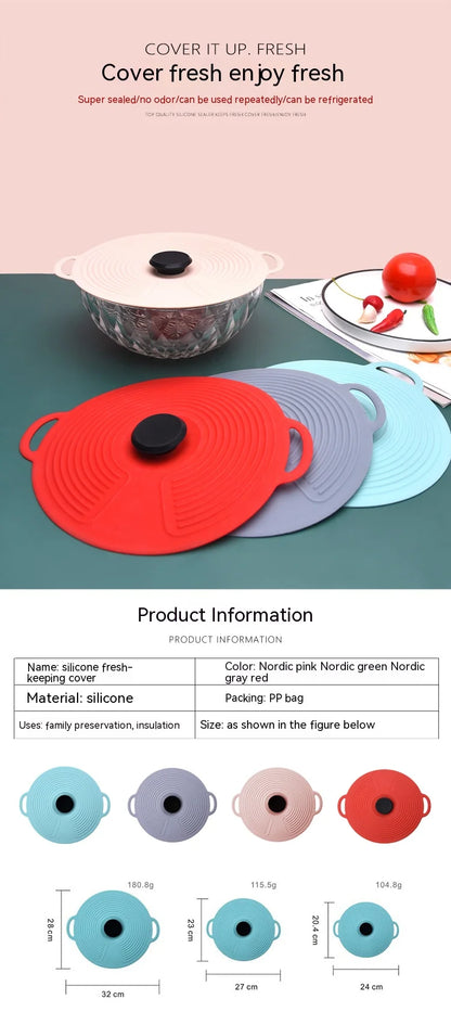 Silicone Fresh-keeping Lid Anti-spill Lid Dust-proof and Leak-proof Lid Kitchen Gadget Pot Lid Tableware Pot Lid Oil Cover