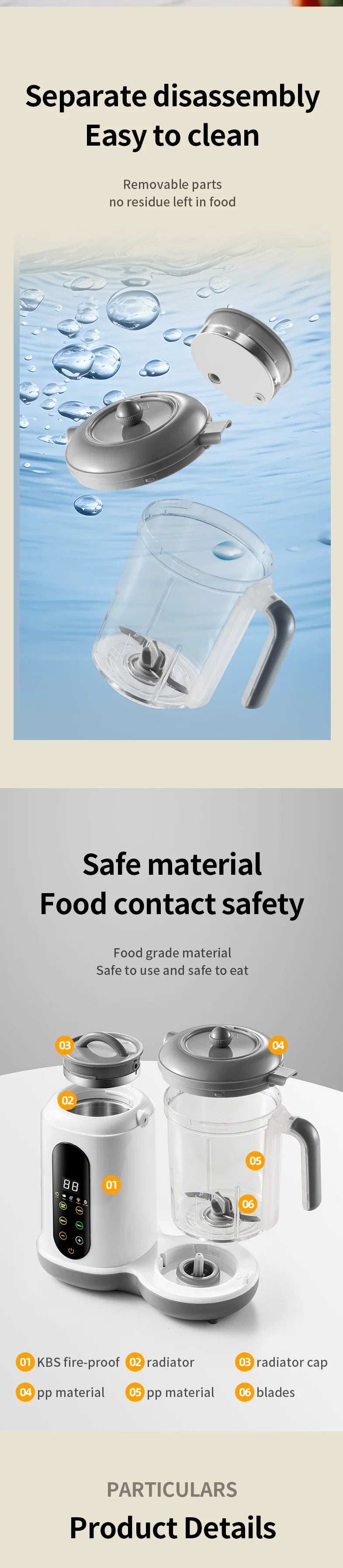 Multifunctional Baby Food Maker Supplementary Food Processor Kids Food Mill Steaming Stirring Warming Cooking Machine