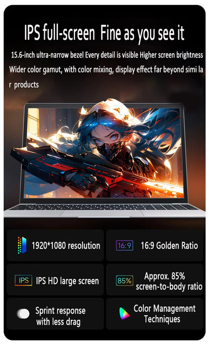 2025 New Notebook 15.6 Inch Laptop Windows 11 Intel Core m5-6Y54 16GB RAM 1TB SSD Fingerprint Unlock Study Office Pc Laptops