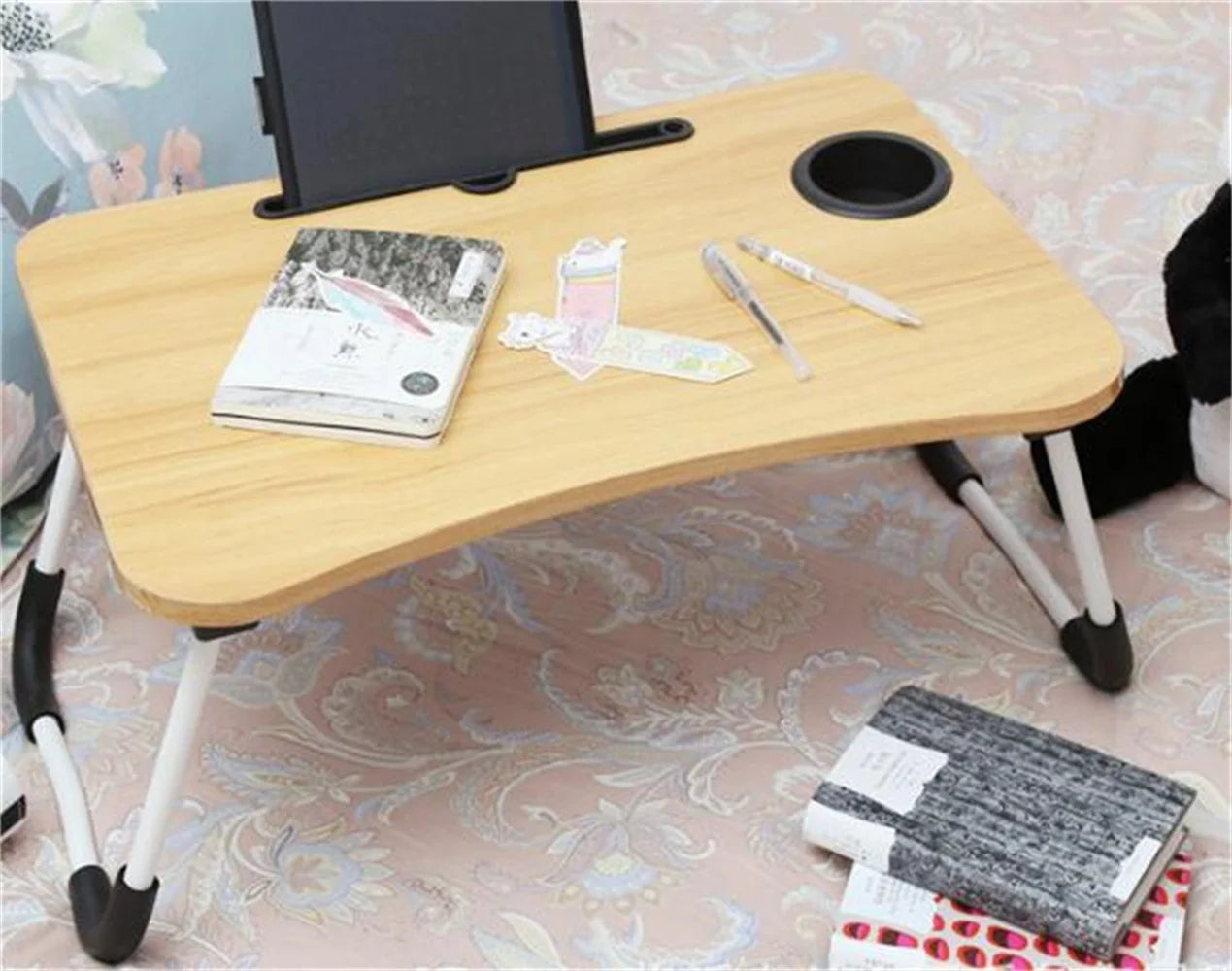 Wooden folding Laptop table for Laptop on sofa or bed. Multipurpose breakfast reading work tray laptop table