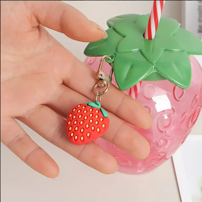 1pc Strawberry Straw Cup Cute Cartoon Strawberry Straw Cup Fruit shaped Suitable for Summer Beach, Juice Cup, Beverage Cup