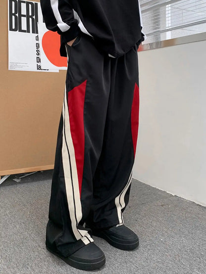 Men's Chic Side-Stripe Joggers, Casual Stretch Straight Leg Sweatpants