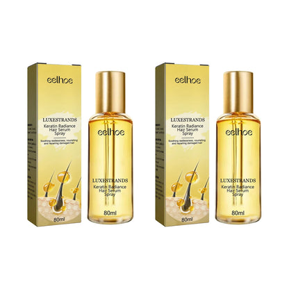 EELHOE Keratin Hair Serum Spray Deeply Moisturizing Hair Conditioner Treatment Anti Frizz Repair Damaged Hair Smoothing Oil 80ml