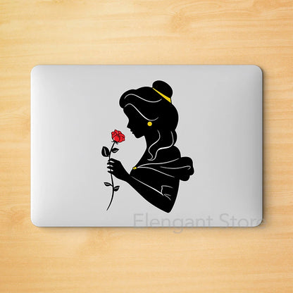 Beauty and Beast Vinyl Sticker Laptop Car Window Decal Stickers Classic Cartoon Princess Belle With Rose Hand Phone Decals Decor
