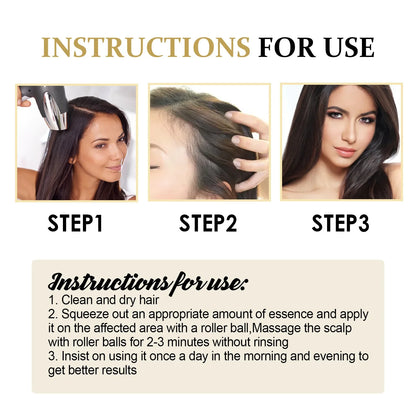 Hair Growth Essence Prevent Hair Loss Baldness Treatment Scalp Massage Roller Regrowth Thicker Strengthen Nourishing Hair Serum