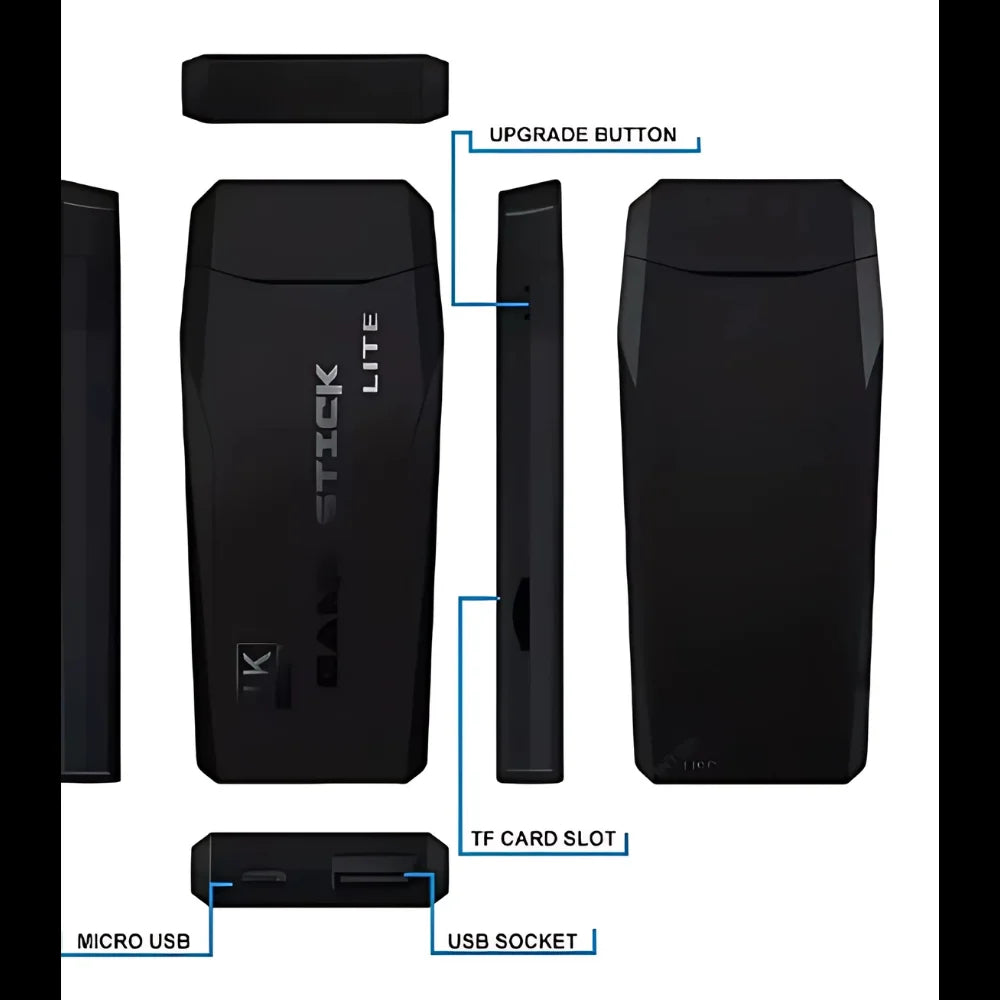 4K Stick Video Game 20000 Classic Retro Games + 2 Wireless Controls; 64 GB Portable Emulator Console