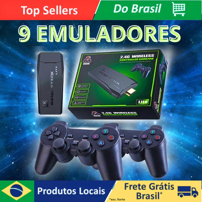 4K Stick Video Game 20000 Classic Retro Games + 2 Wireless Controls; 64 GB Portable Emulator Console