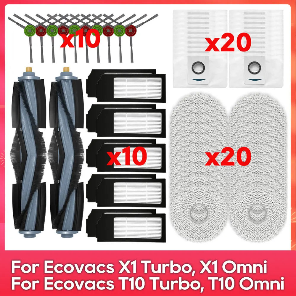 Compatible For ( Ecovacs X1 Turbo, X1 Omni, T10 Turbo, T10 Omni ) Main Side Brush Filter Mop Dust Bag Robot Vacuums Accessory