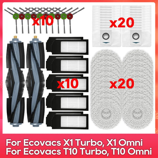 Compatible For ( Ecovacs X1 Turbo, X1 Omni, T10 Turbo, T10 Omni ) Main Side Brush Filter Mop Dust Bag Robot Vacuums Accessory