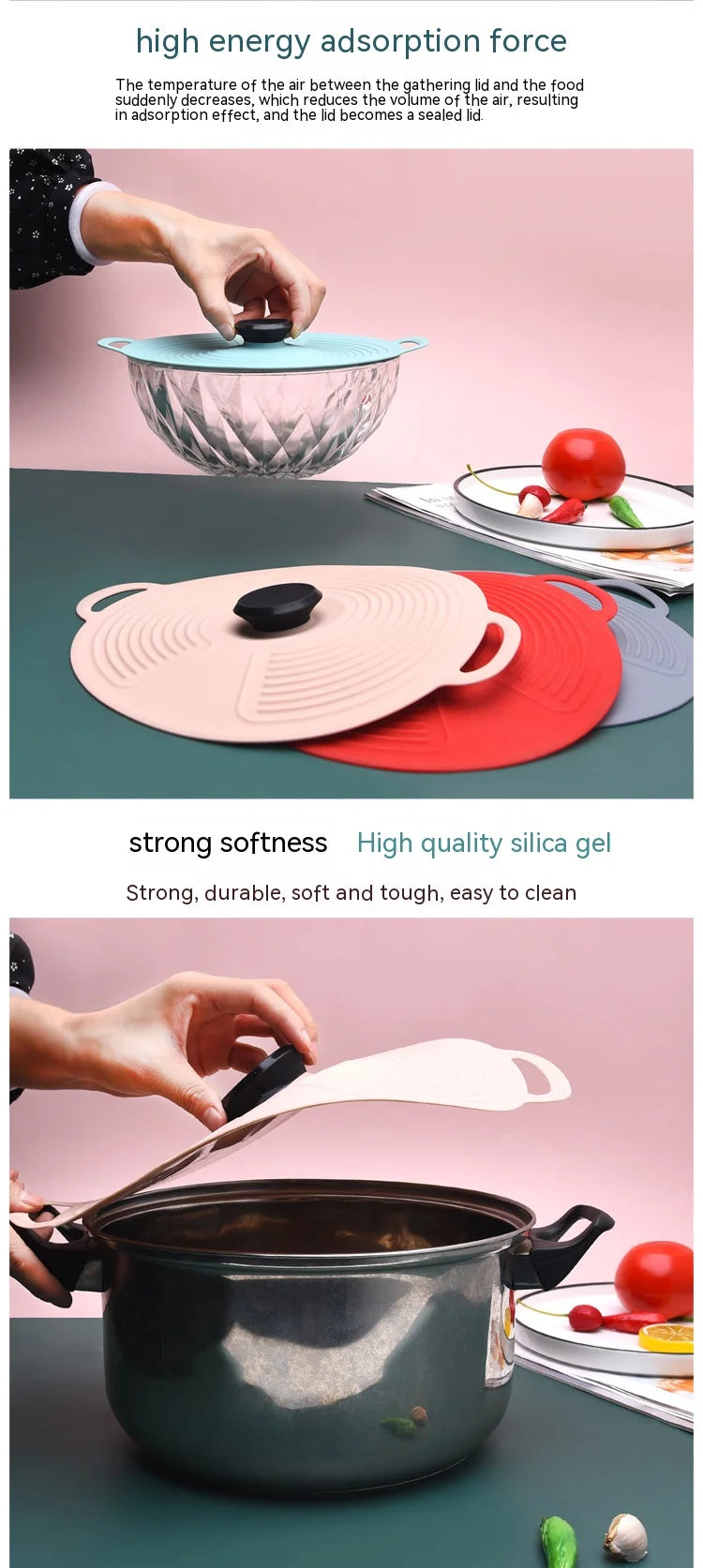 Silicone Fresh-keeping Lid Anti-spill Lid Dust-proof and Leak-proof Lid Kitchen Gadget Pot Lid Tableware Pot Lid Oil Cover