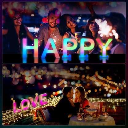 Smart LED Letters Lights Alphabet Light Decorative Name Letter Number Lamp Night Light USB MeRGBW App Music Sync Logo Game Home