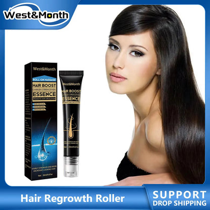 Hair Growth Essence Prevent Hair Loss Baldness Treatment Scalp Massage Roller Regrowth Thicker Strengthen Nourishing Hair Serum