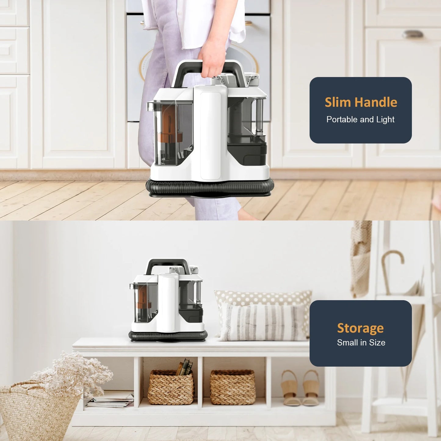 Portable Carpet Cleaner 750W 15KPa Portable Spot Cleaner for Car Sofa Pet Hair, Spray Suction Upholstery Clean Machine