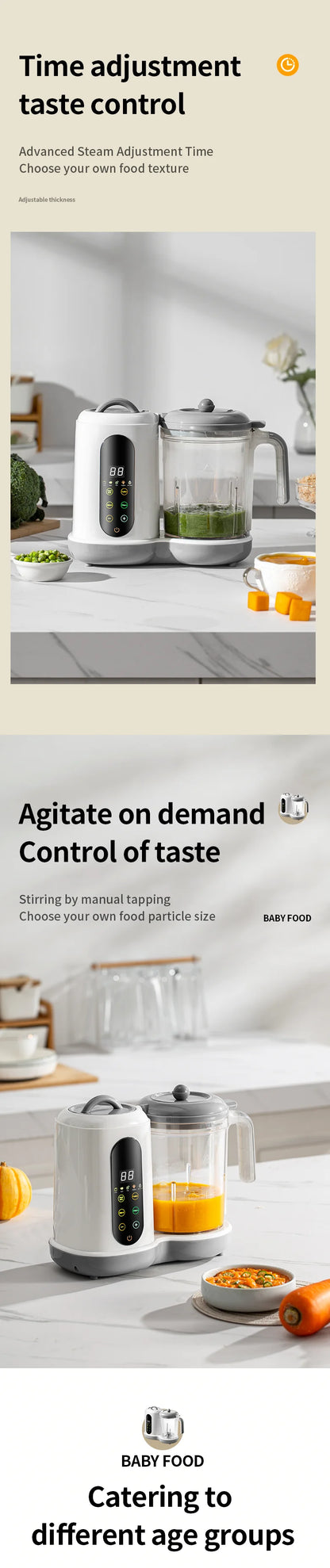 Multifunctional Baby Food Maker Supplementary Food Processor Kids Food Mill Steaming Stirring Warming Cooking Machine