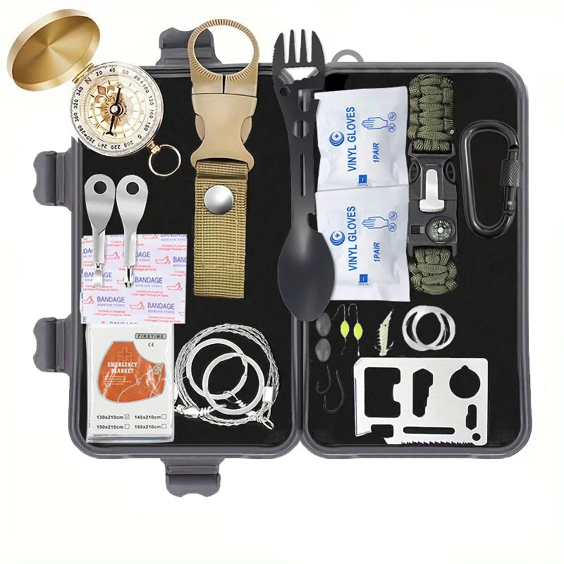 Survival Kit, Professional Survival Gear Equipment Tools First Aid Supplies for SOS Emergency Tactical Hiking Hunting Disaster C