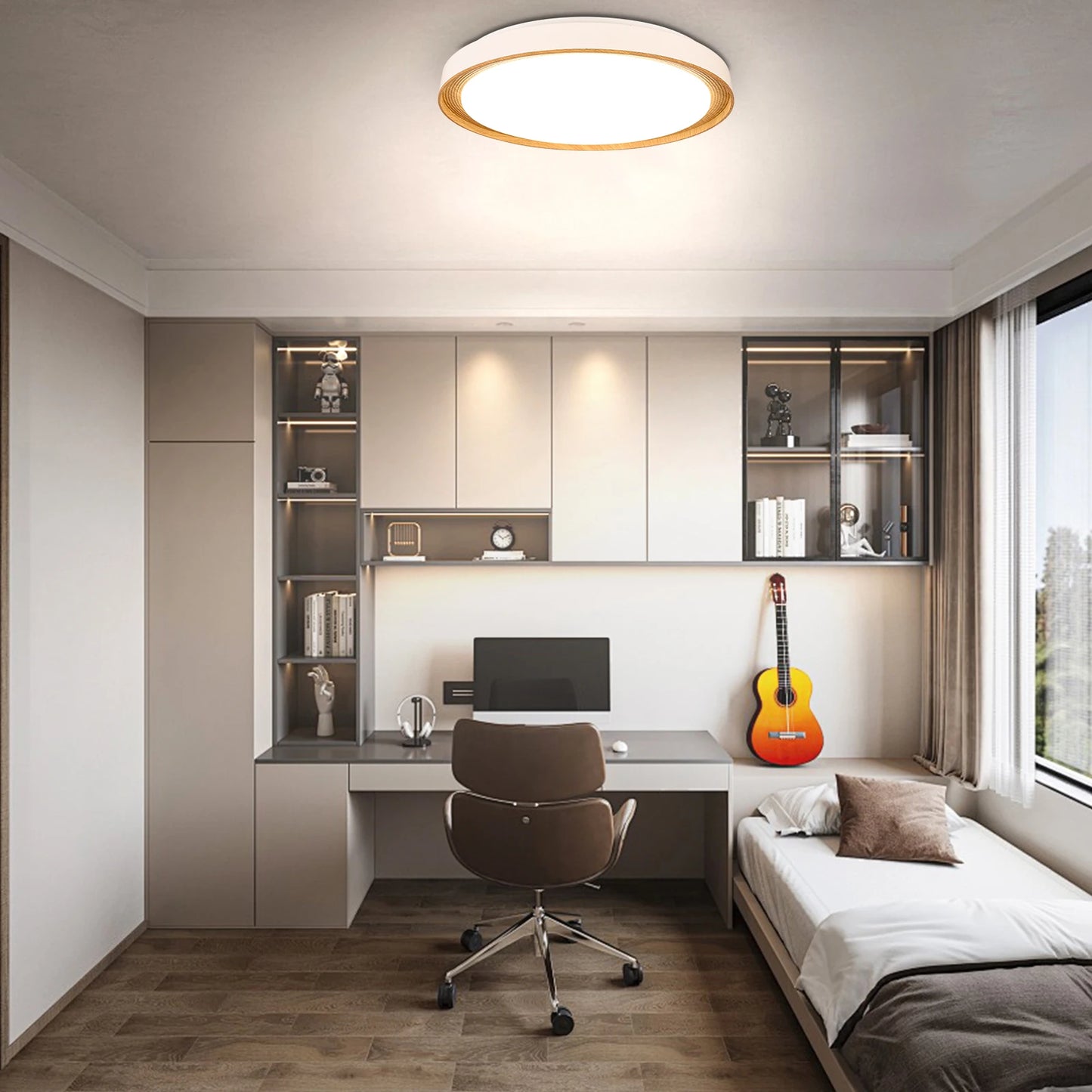 Modern LED Ceiling Light Wood  Home Lightng Living Room Kitchen Bedroom Bathroom Room Surface Ceiling Lamp Home Decoration