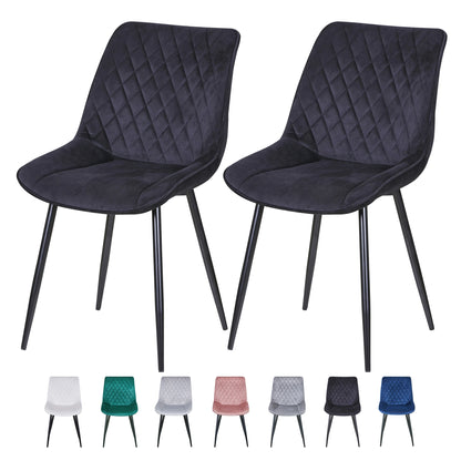 Set of 2 Dining Chairs Leisure Velvet Dining Chairs Padded Seat & Metal Legs for Dining Living Room Kitchen  Restaurants-Elle