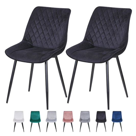 Set of 2 Dining Chairs Leisure Velvet Dining Chairs Padded Seat & Metal Legs for Dining Living Room Kitchen  Restaurants-Elle